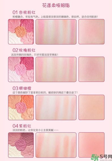 canmake花瓣腮紅色號對比圖？canmake五色花瓣腮紅試色