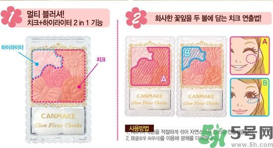 canmake花瓣腮紅色號對比圖？canmake五色花瓣腮紅試色