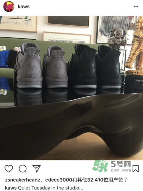 kaws與air jordan 4聯(lián)名黑色版本多少錢？aj4純黑限定發(fā)售價(jià)格