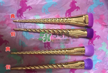 tarte獨角獸化妝刷真假辨別對比圖