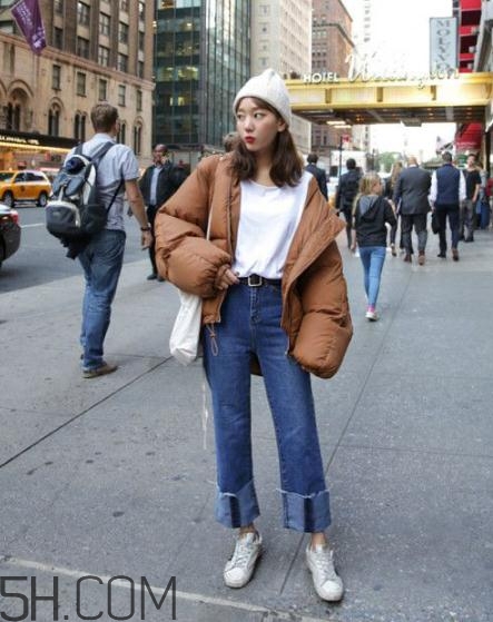 棉襖配牛仔褲好看嗎？棉服搭配牛仔褲圖片