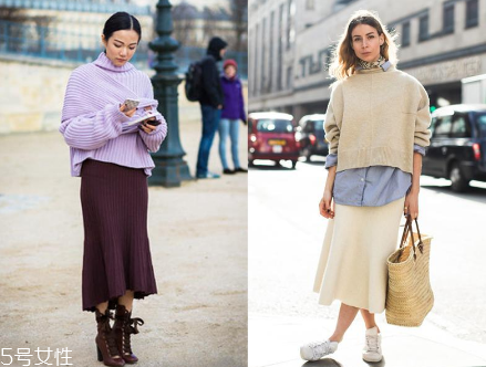過膝長裙怎么搭配？冬日的花樣穿搭