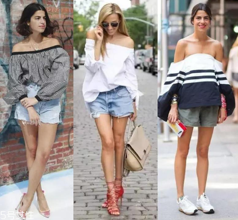 一字肩衣服配什么褲子？一字肩上衣搭配褲子圖片