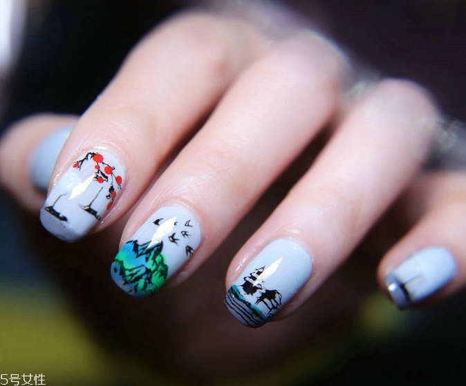 古風(fēng)手繪美甲圖片 中國風(fēng)手繪圖案美甲2018最新 古風(fēng)手繪美甲圖片 中國風(fēng)手繪圖案美甲2018最新