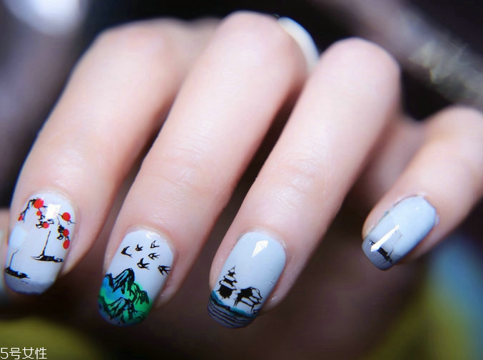 古風(fēng)手繪美甲圖片 中國風(fēng)手繪圖案美甲2018最新 古風(fēng)手繪美甲圖片 中國風(fēng)手繪圖案美甲2018最新