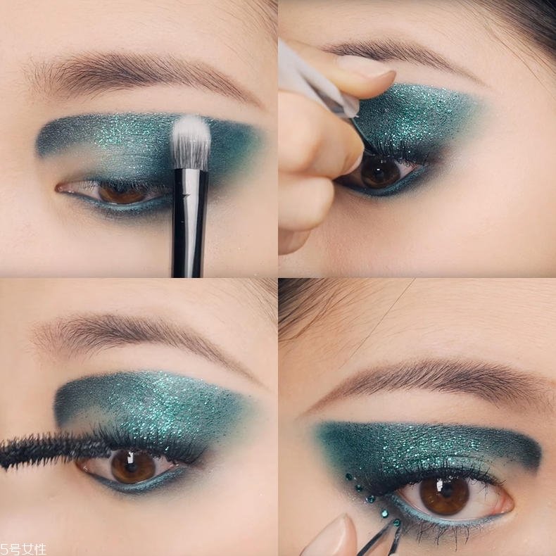 創(chuàng)意綠色眼妝圖片教程 超酷綠色妝容畫(huà)法步驟